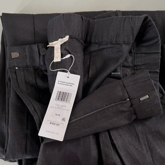 *NWT* EILEEN FISHER ORGANIC LINEN TROUSER PANT_BLACK_M_$168 - Picture 6 of 6